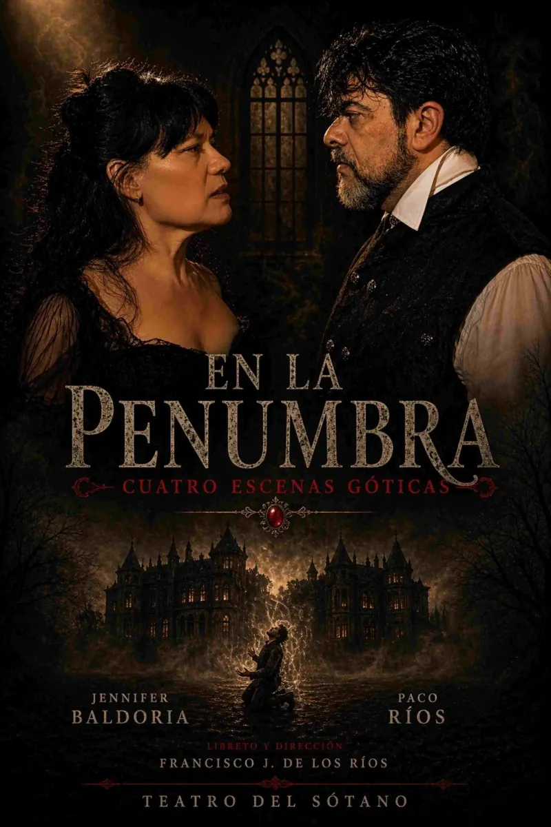 Cartel de la obra En la penumbra en Sala Komodia, Madrid